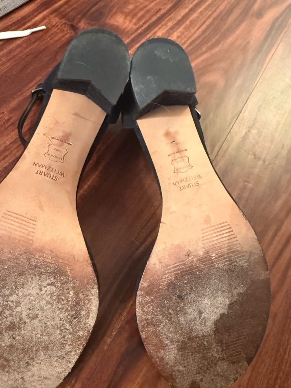 Stuart Weitzman Women's Nudist Block 75 Sandals Black Suede Size 8 - Picture 6 of 6